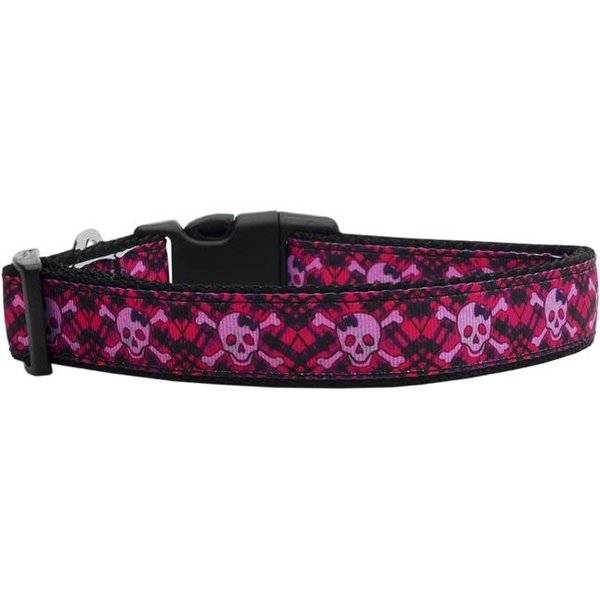 Mirage Pet Mirage Pet 125-151 CT Hot Pink Plaid Skulls Nylon Cat Collar 125-151 CT